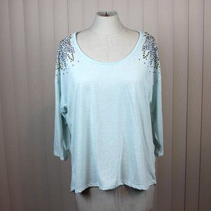 Eyelash Couture Embellished Top w/ Sheer Back NWT size L